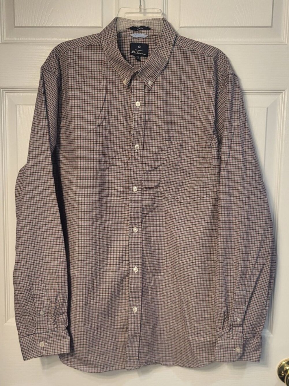 Ben Sherman Blue and Red Checkered Long Sleeve Cotton Button Down Shirt XXL